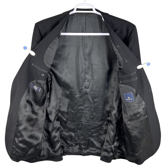 Batistini Mens 44L Black Single Breasted Blazer Italian Wool Sport Coat Timeless - Picture 4 of 16